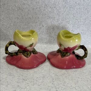 Vtg HULL Woodland Taper Candle Candlestick Holders W30 Cottagecore Made USA MCM